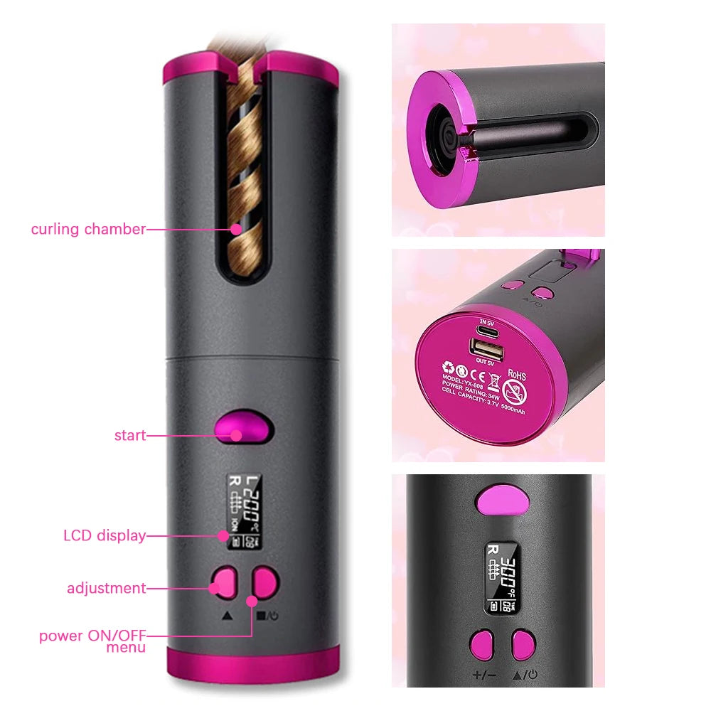 SOUL+SKIN™ Automatic Curling Iron-Portable Wireless Anion Ceramic Hair Curler with Fast Heating Fashion Styling Tools and Comb