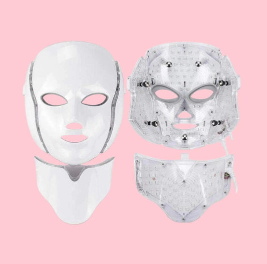 SKIN+SOUL™ 7 Colors LED Facial Mask with Neck LED Light ,Photon Mask, Skin Rejuvenation, Anti Acne Beauty Device Face Lifting Firm Massager