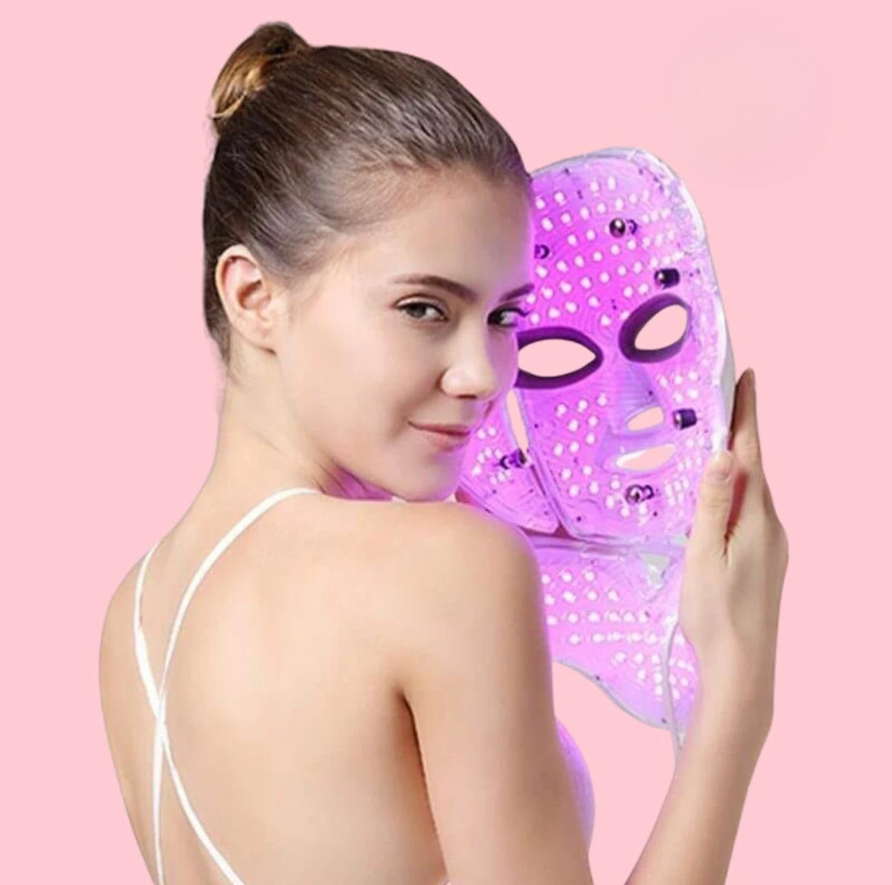 SKIN+SOUL™ 7 Colors LED Facial Mask with Neck LED Light ,Photon Mask, Skin Rejuvenation, Anti Acne Beauty Device Face Lifting Firm Massager