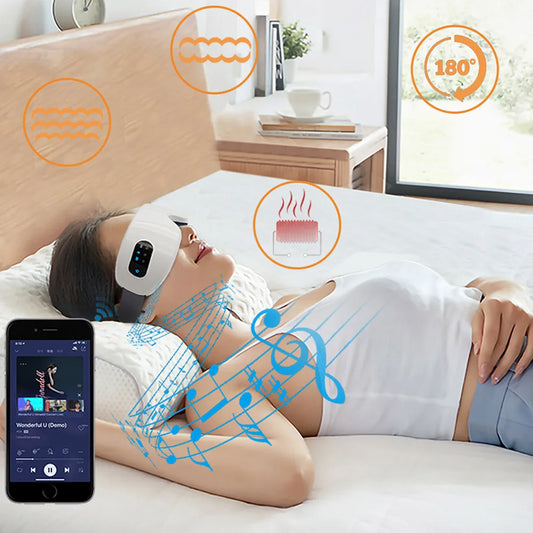 SOUL+SKIN™ Smart Eye Massager-Portable/Foldable Vibration Eye Care Massage Instrument with Bluetooth Music, Heated Eyemask, and Dry Fatigue Relief.