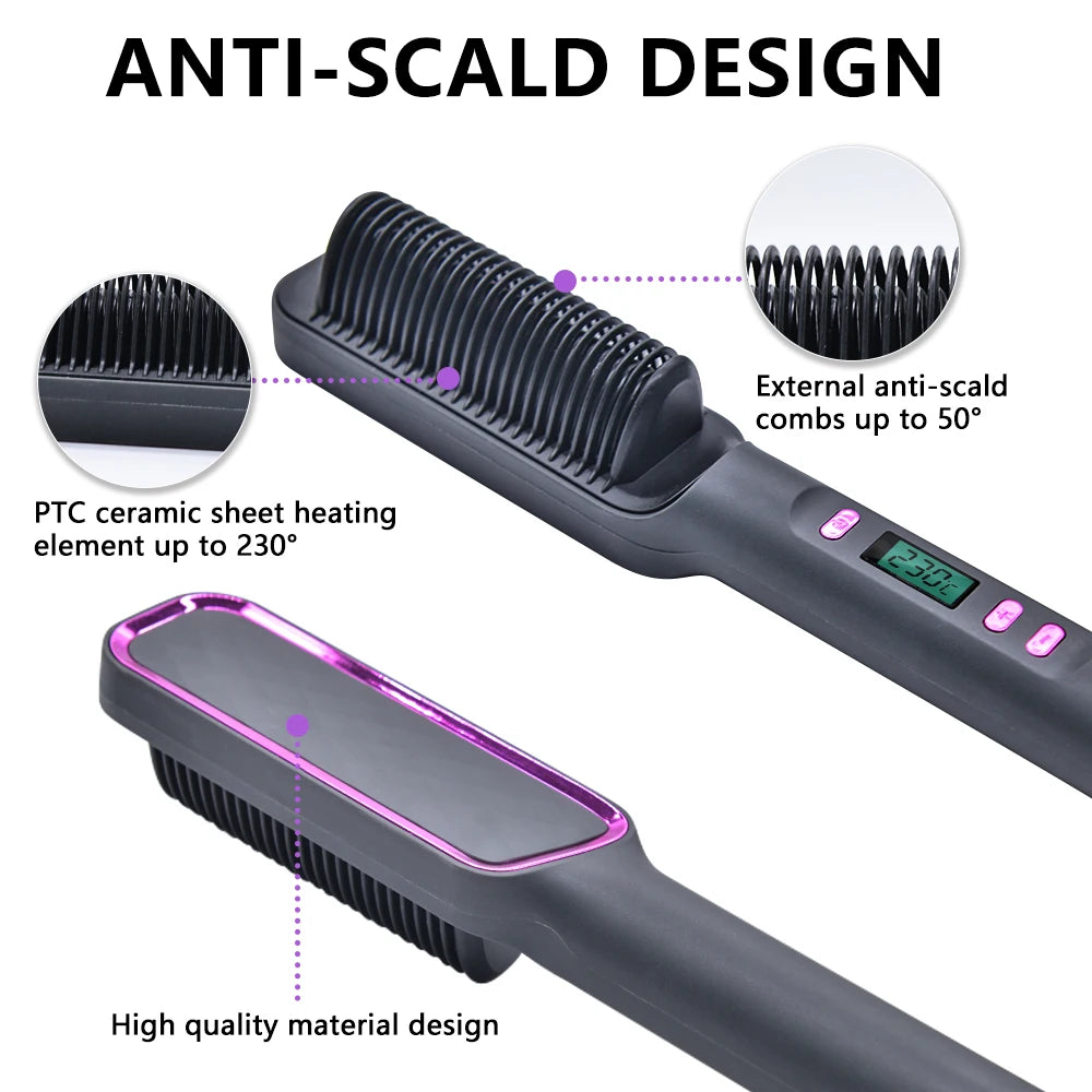SOUL+SKIN™ Electric Hot Comb Multifunctional Hair Straightener Comb with Negative Ion Anti-Scalding Styling Tool Straightening Brush