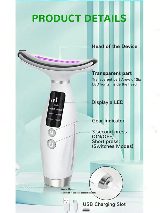 SOUL+SKIN™ Colour Light Face And Neck Beauty Instrument with 7 Modes And 7 Speeds.
