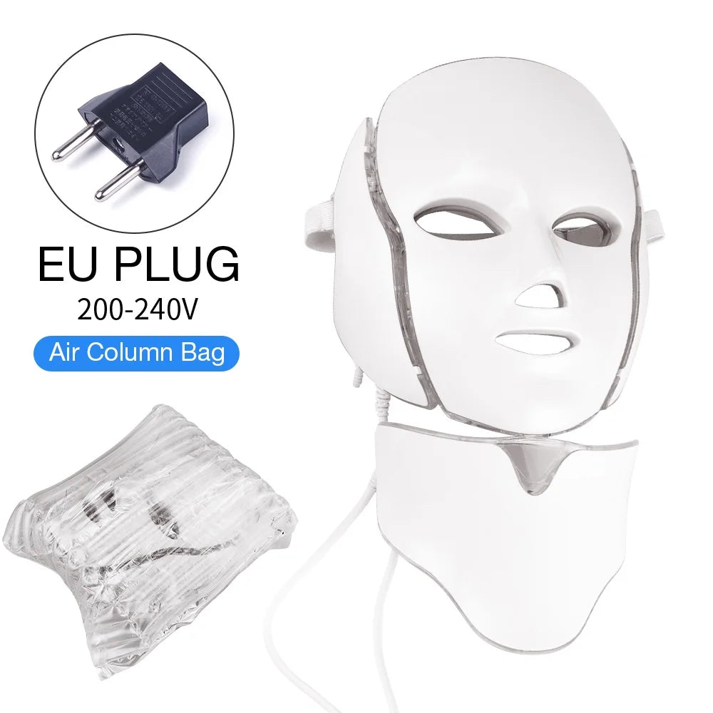 SKIN+SOUL™ 7 Colors LED Facial Mask with Neck LED Light ,Photon Mask, Skin Rejuvenation, Anti Acne Beauty Device Face Lifting Firm Massager