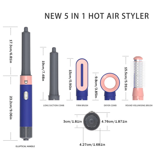 SOUL+SKIN™ 5 in 1 Hair Dryer and Styler-Blow Dryer for Curly/Straight Hair with Multifunctional home Styling Tool and Diffuser & Comb Attachments